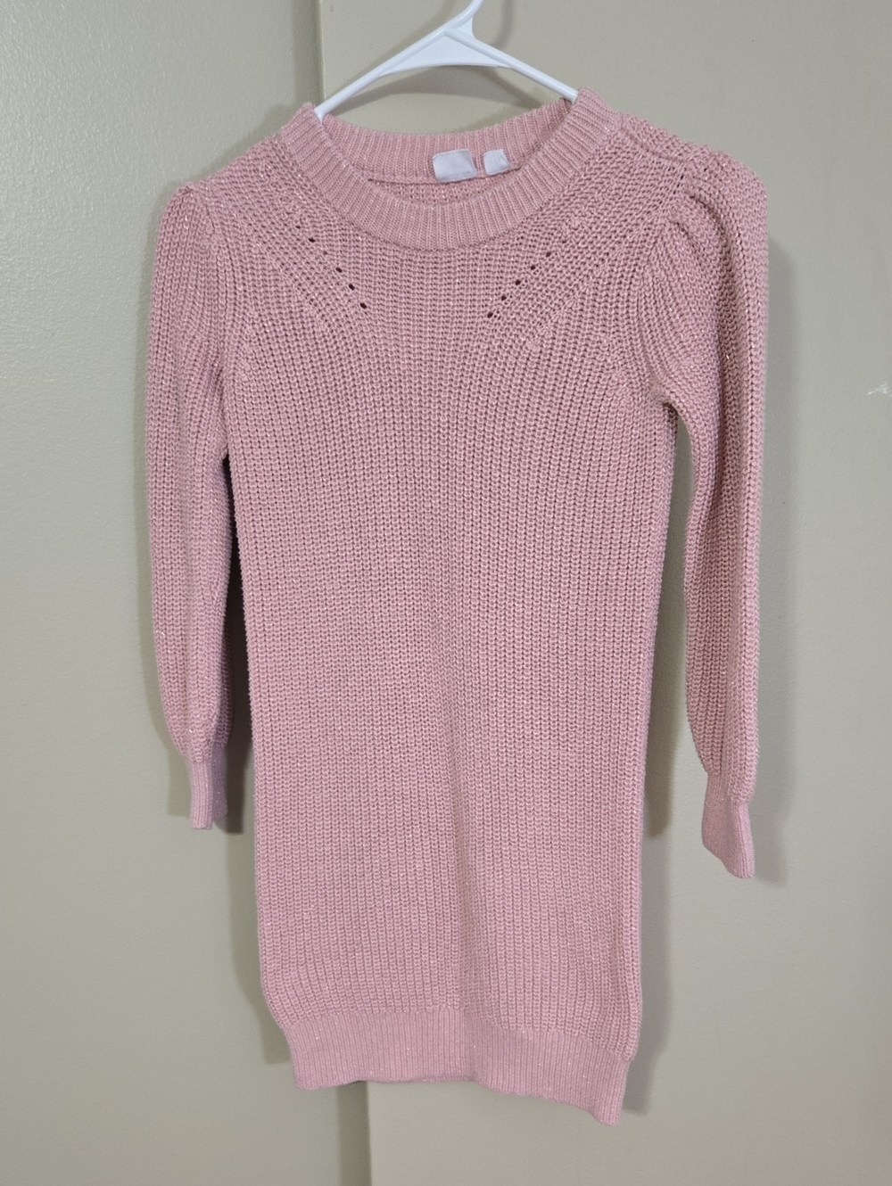 GAP Kids Girl's Pink Knit Sweater Dress - Classic Crewneck Size 6-7 Year Old
